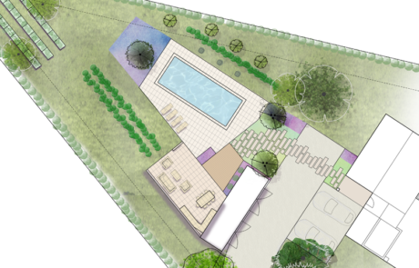 Jardin contemporain aux lignes épurées