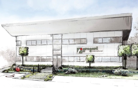 Croquis de l'entrée moderne du siège social